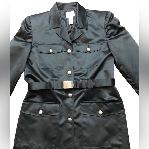 Vintage Black Satin Trench Style Coat by Russ - Picture 10 of 10